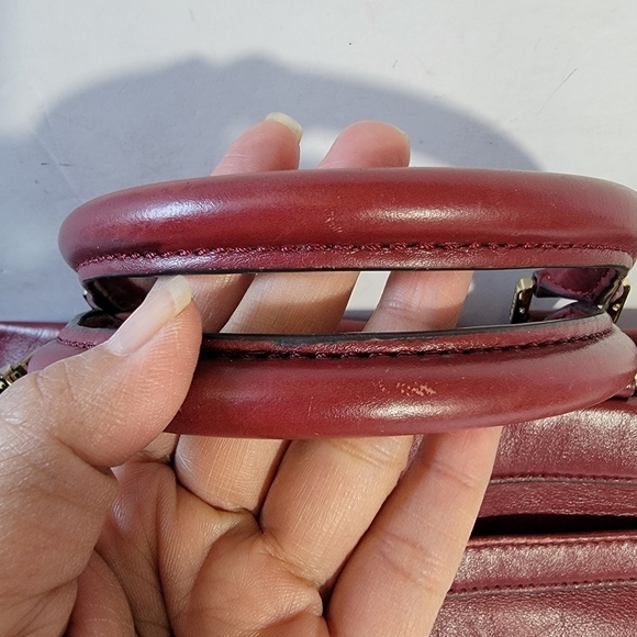 TORY BURCH Women Red Leather Slink Tote Bag Double Handle Sz Large Office Travel - Picture 6 of 12